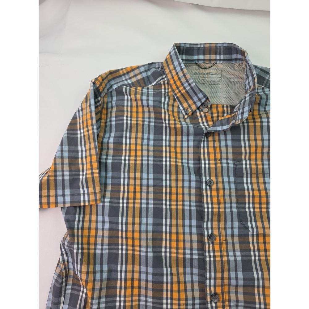Eddie Bauer Shirt Mens Large Plaid Travex Performance Button Outdoor Hiking